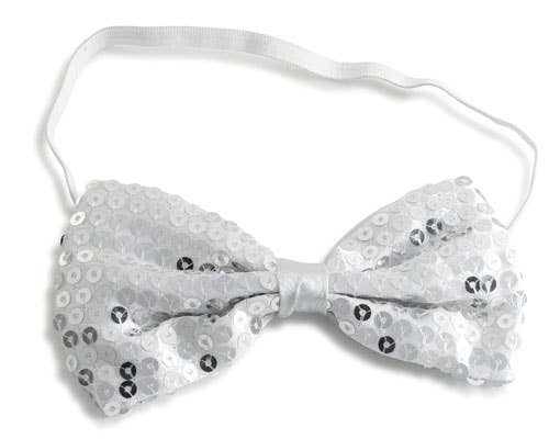 Silver Sequined Bow Tie