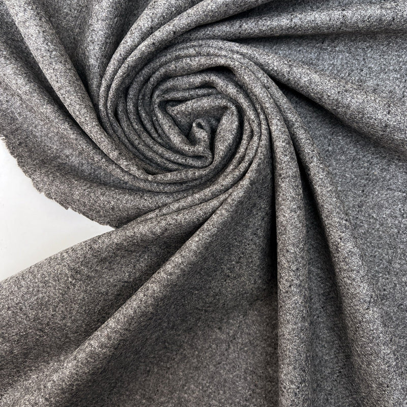 Wool Tweed Gray Striped Mélange Fabric