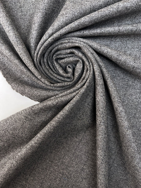Wool Tweed Gray Striped Mélange Fabric