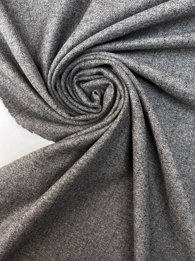 Wool Tweed Gray Striped Mélange Fabric