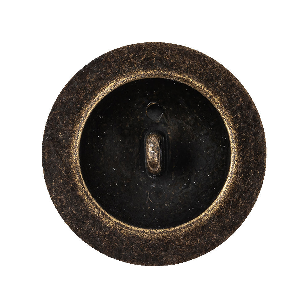 Old Brass Domed Metal Shank Back Button with Decorative Rim - 44L/28mm