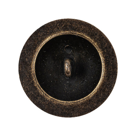 Old Brass Domed Metal Shank Back Button with Decorative Rim - 44L/28mm