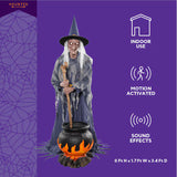 Haunted Living 6-ft Witch with Cauldron Motion Activated Lighted Animatronic Halloween Decoration