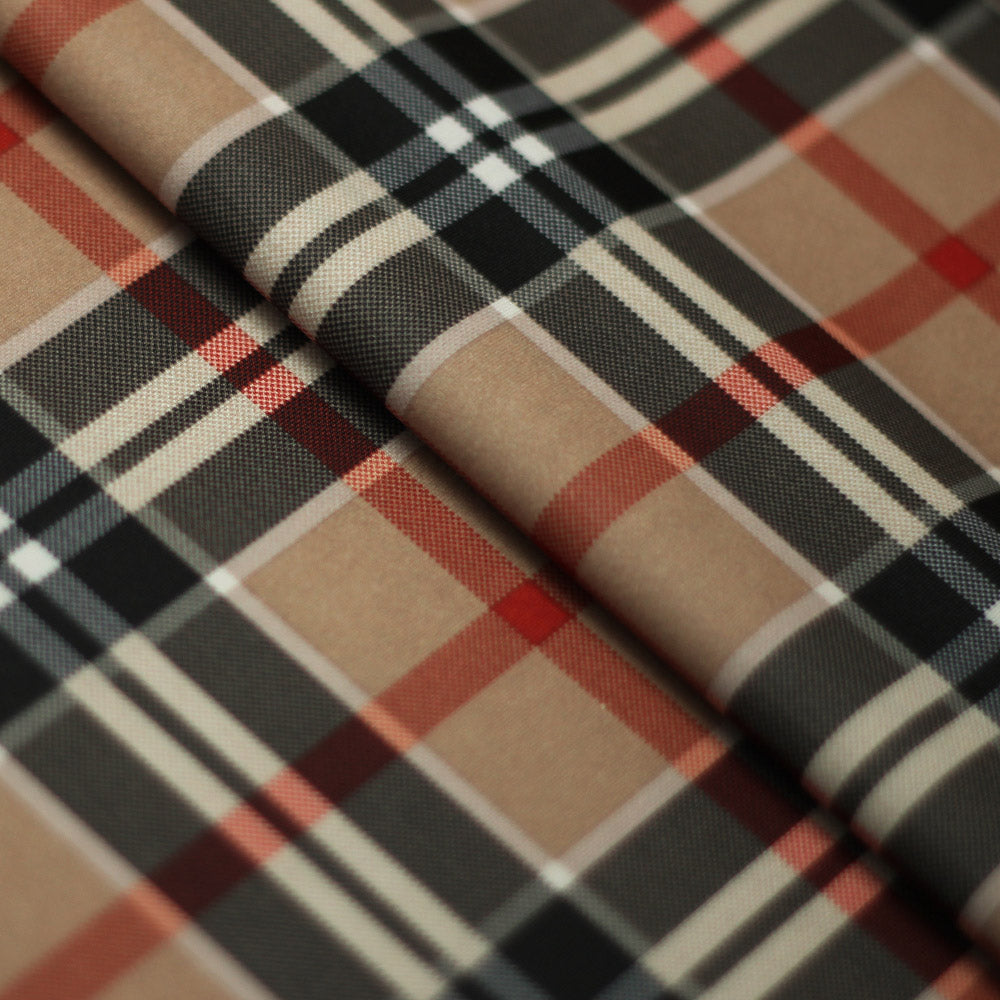 Modern Plaid Polyester Spandex Fabric - Multicolor Tartan Plaid Print, 58/60" Width, 240 GSM (1 Yard)