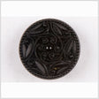 Black Floral Shank Back Glass Button - 22L/14mm