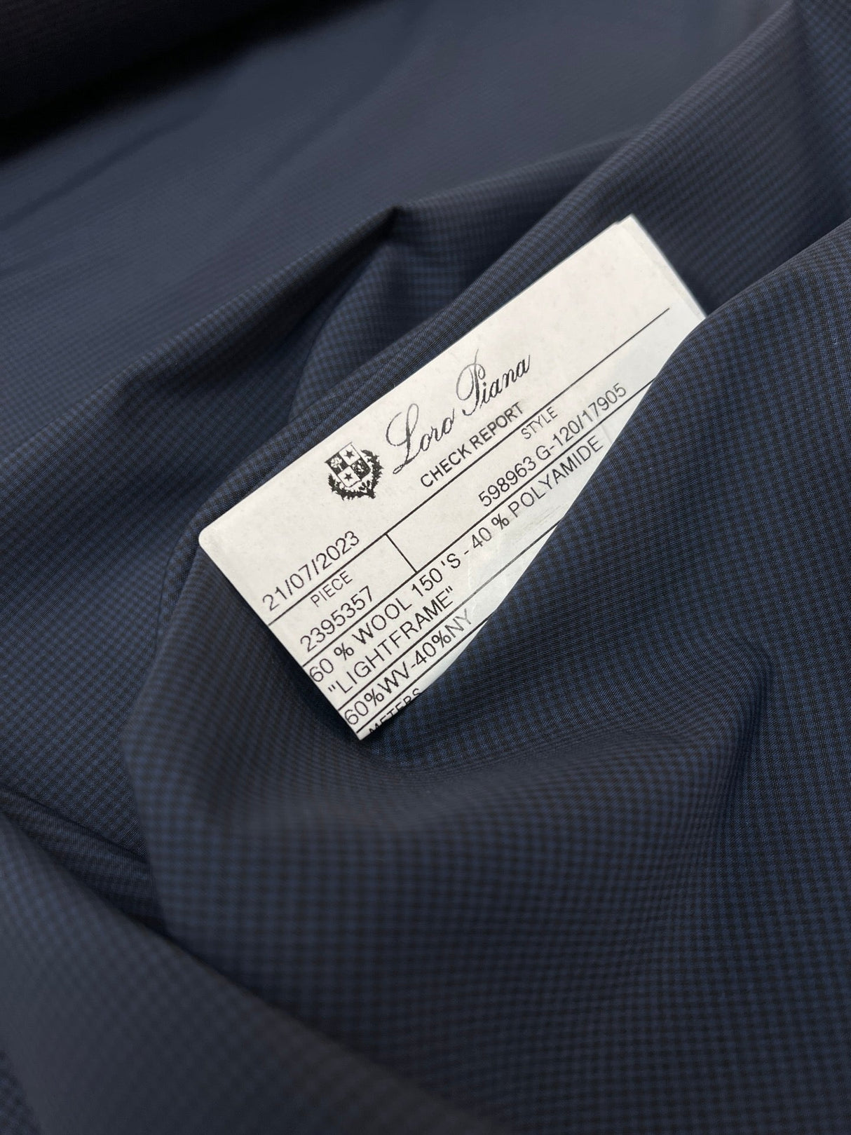 Virgin Wool Checked Suiting Fabric Blue-Black