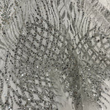 1 Yard Beaded Lace Fabric Embroidered on 100% Polyester Net Mesh