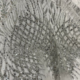 Beaded Lace Fabric on Polyester Net Mesh