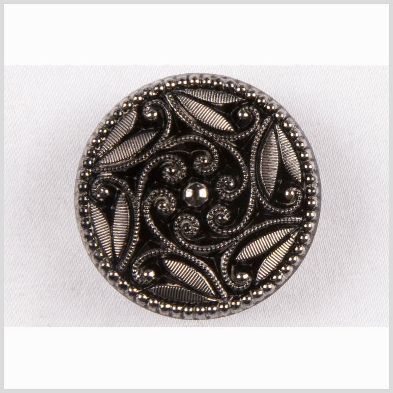 Black/Platinum Glass Button - 18L/11.5mm