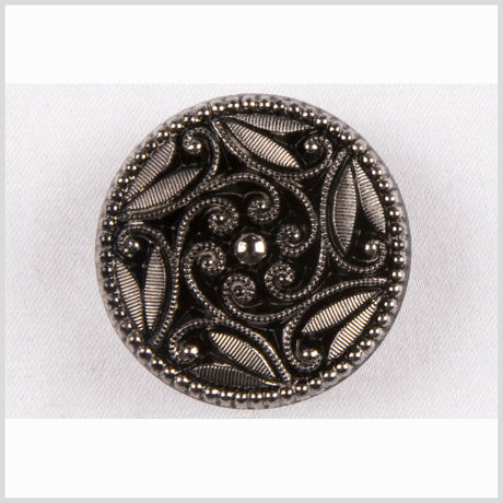 Black/Platinum Glass Button - 18L/11.5mm