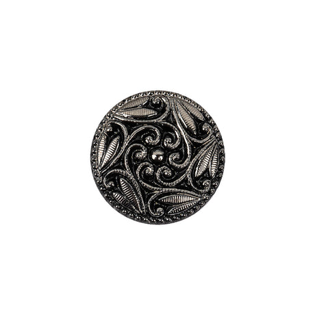 Black/Platinum Glass Button - 28L/18mm