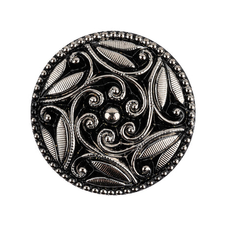 Black/Platinum Glass Button - 40L/25.5mm