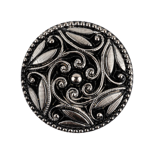 Black/Platinum Glass Button - 40L/25.5mm