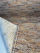 Miu Miu Fresco Chenille Tweed Upholstery Fabric - Burgundy With Hints Of Red Orange Brown On Beige Background, 56" Width (1 Yard)