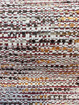 Miu Miu Fresco Chenille Tweed Upholstery Fabric - Burgundy With Hints Of Red Orange Brown On Beige Background, 56" Width (1 Yard)
