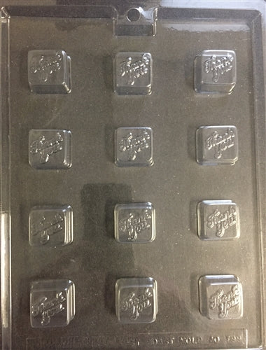 Thank You Square Bonbon Chocolate Mold - ECAO799
