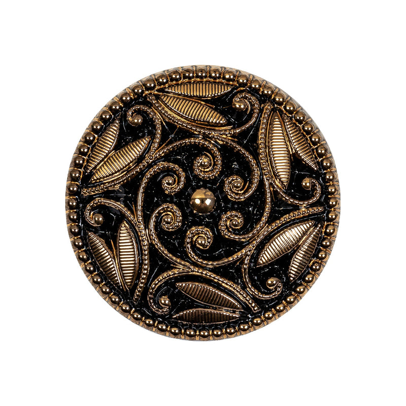 Black/Gold Glass Button - 42L/27mm