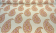 Madira Papaya Linen Cotton Blend Fabric - Papaya Paisley, Ivory Orange Pink, 54" Width (1 Yard)