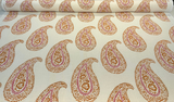 Madira Papaya Linen Cotton Blend Fabric - Papaya Paisley, Ivory Orange Pink, 54" Width (1 Yard)