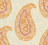 Madira Papaya Linen Cotton Blend Fabric - Papaya Paisley, Ivory Orange Pink, 54" Width (1 Yard)