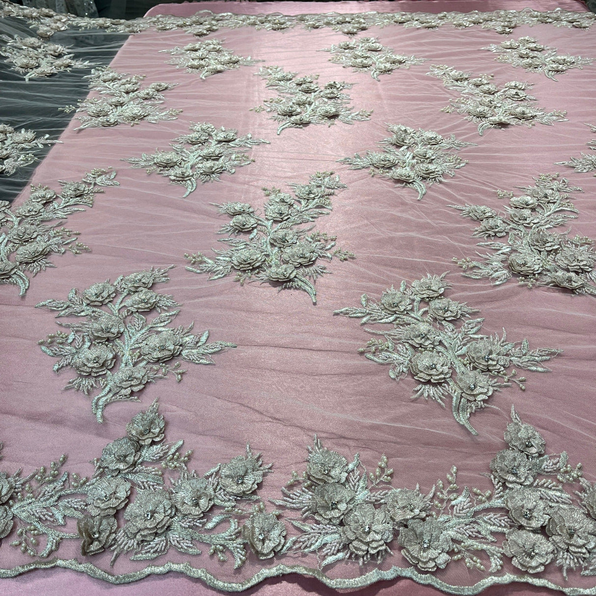 Beaded 3D Floral Lace