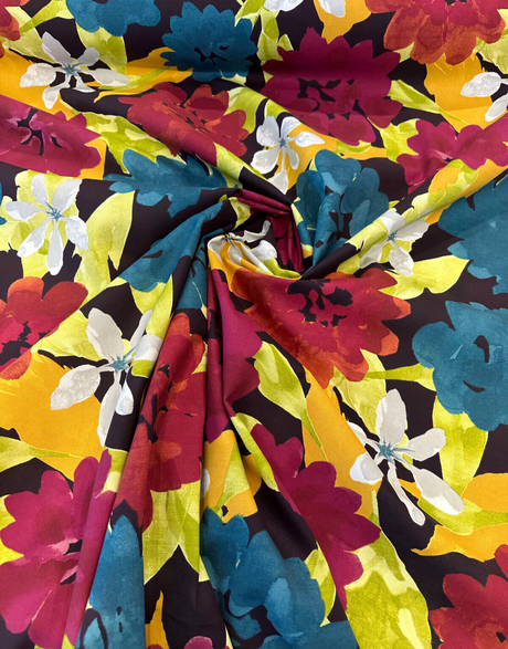 Robert Allen Lush Floral Cotton Fabric - Berry Botanical Floral, 55" Width (1 Yard)