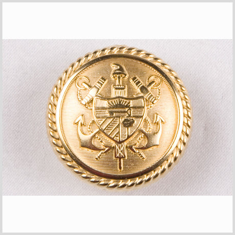 Metal Shank Back Button - 24L/15mm - Gold Nautical Crest