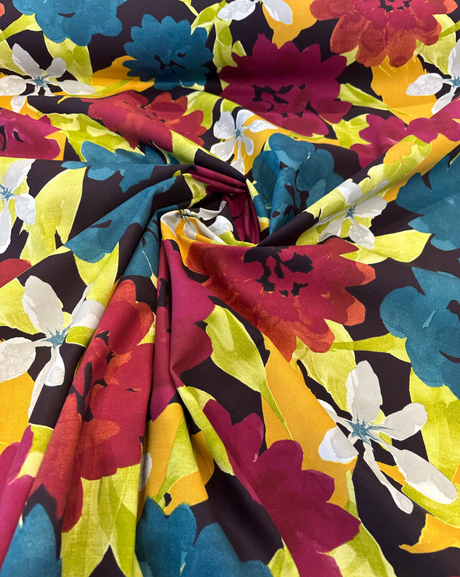 Robert Allen Lush Floral Cotton Fabric - Berry Botanical Floral, 55" Width (1 Yard)