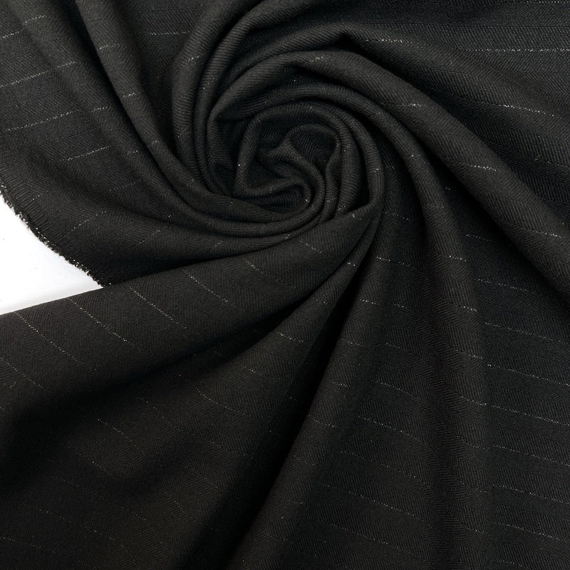 Black Cotton Lurex Twill Fabric