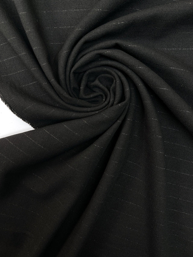 Black Cotton Lurex Twill Fabric