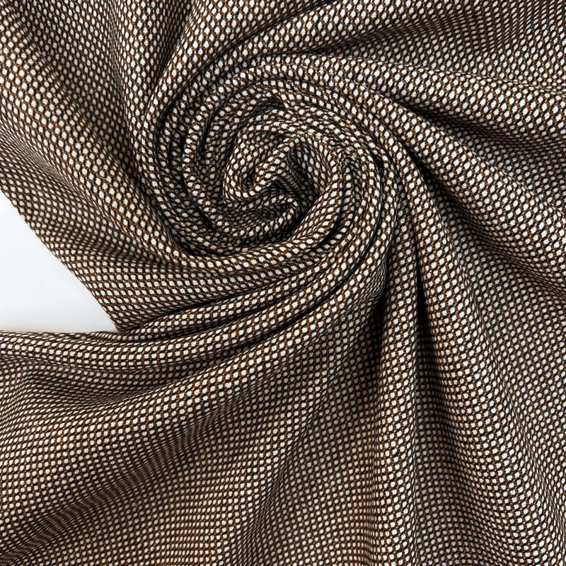 Wool Polyamide Suiting Fabric Brown White Shades