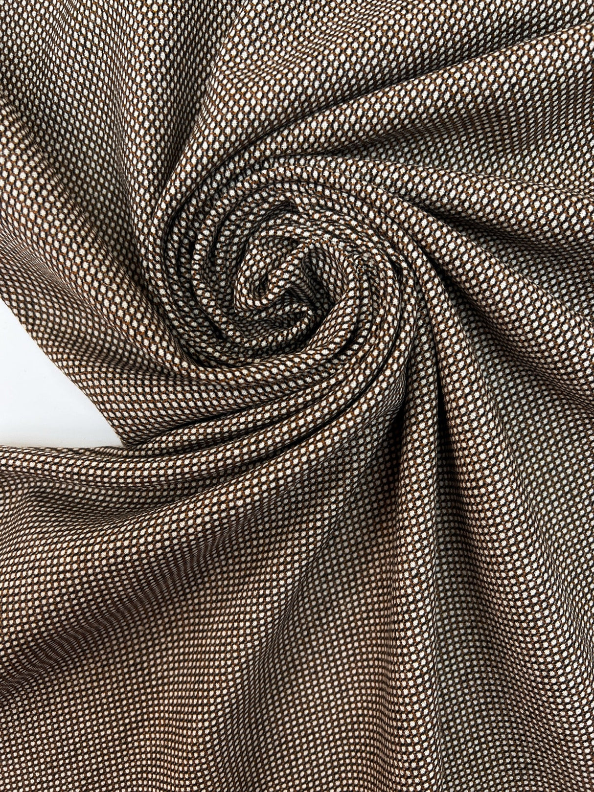 Wool Polyamide Suiting Fabric Brown White Shades