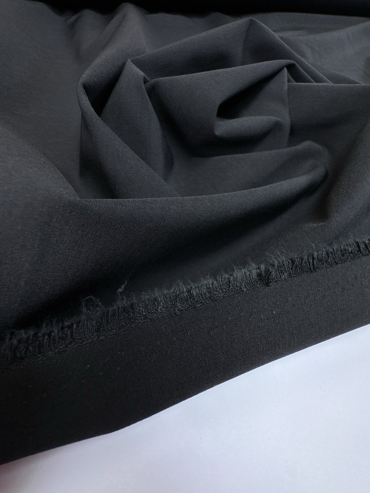 Black Cotton Polyester Elastane Woven