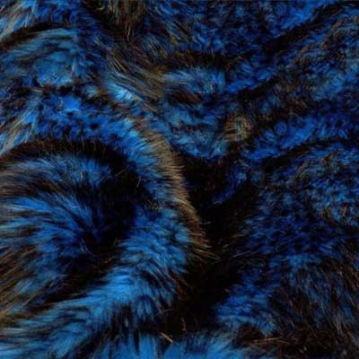 Blue Black Faux Fake Fur Husky Long Pile,
