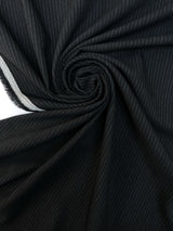 Italian Black Wool Basket Weave Suit Fabric Striped