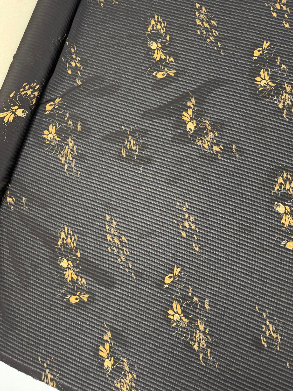 Cotton Chiffon Printed Floral Black Yellow