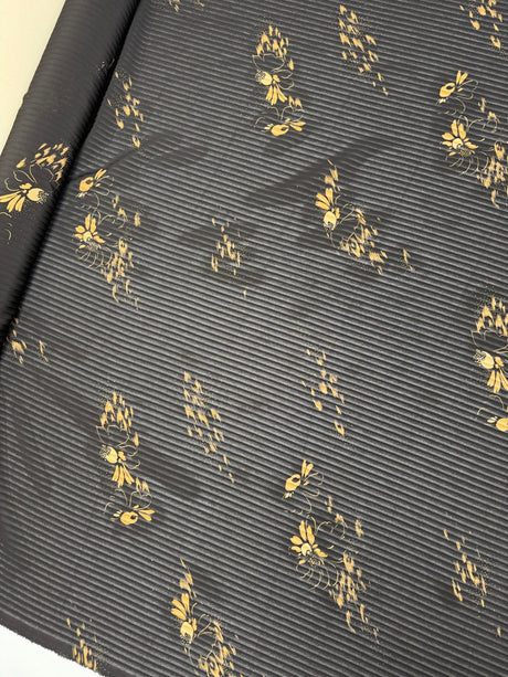 Cotton Chiffon Printed Floral Black Yellow