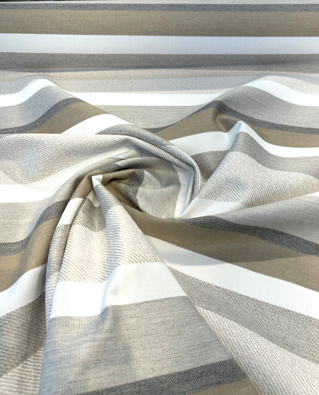 Sunbrella Anthem Dove Stripe 100 Percent Sunbrella Acrylic Fabric - Dove Gray Stripe, 12.8" Repeat (1 Yard)