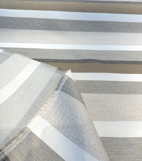 Sunbrella Anthem Dove Stripe 100 Percent Sunbrella Acrylic Fabric - Dove Gray Stripe, 12.8" Repeat (1 Yard)