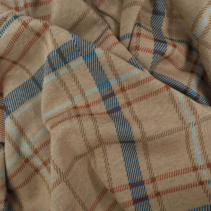 Double Knit Jacquard Plaid Fabric Heavyweight Stretch Material, 58/60" Wide