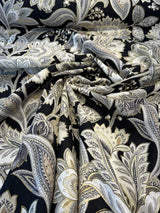 Valdosta Linen Rayon Fabric - Black Lava Floral Paisley, 54" Width (1 Yard)