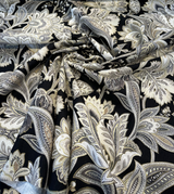 Valdosta Linen Rayon Fabric - Black Lava Floral Paisley, 54" Width (1 Yard)