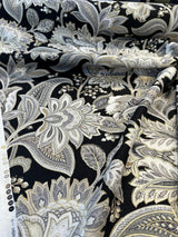 Valdosta Linen Rayon Fabric - Black Lava Floral Paisley, 54" Width (1 Yard)