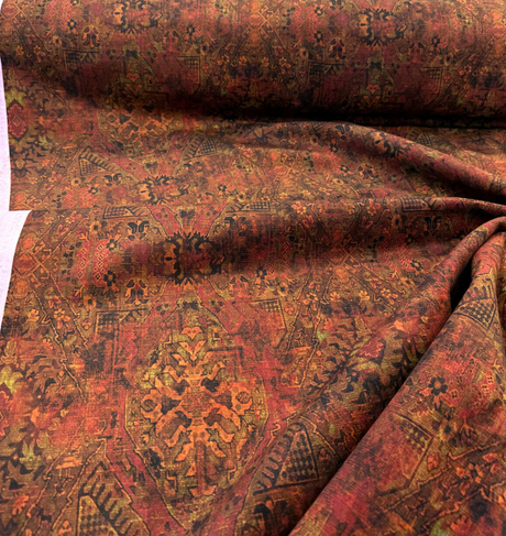 Magic Carpet Velvet Fabric - Rust Magic Carpet Print, 56" Width (By The Yard)
