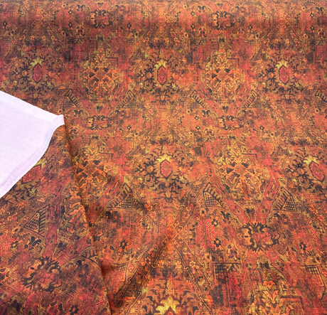 Magic Carpet Velvet Fabric - Rust Magic Carpet Print, 56" Width (By The Yard)