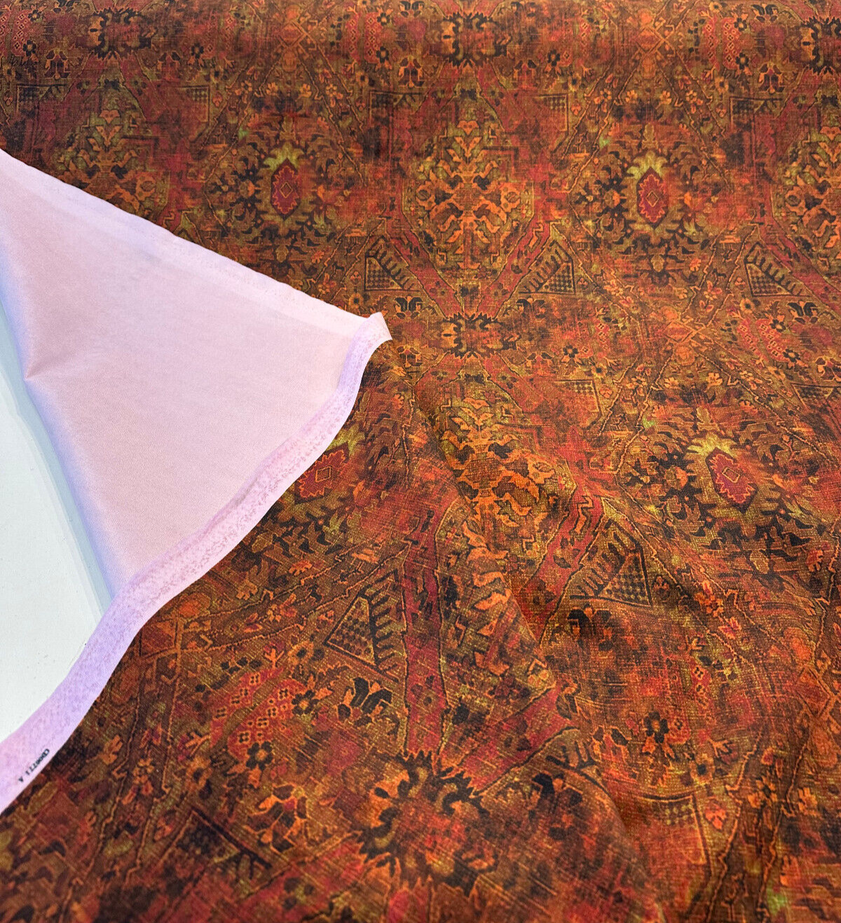Magic Carpet Velvet Fabric - Rust Magic Carpet Print, 56" Width (By The Yard)