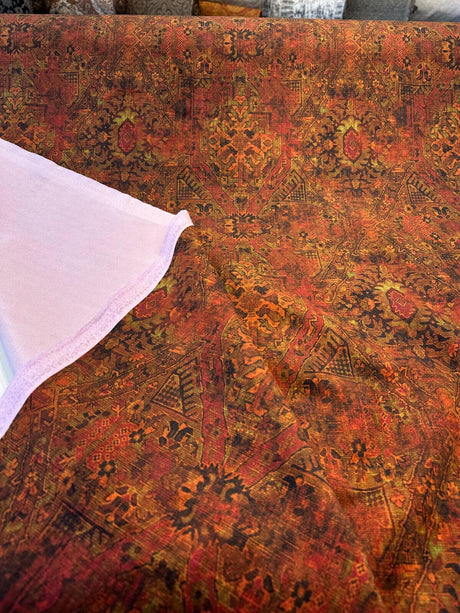 Magic Carpet Velvet Fabric - Rust Magic Carpet Print, 56" Width (By The Yard)