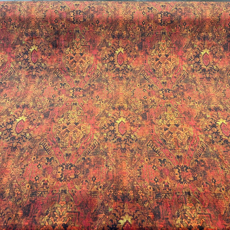 Magic Carpet Velvet Fabric - Rust Magic Carpet Print, 56" Width (By The Yard)