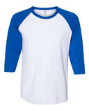 Camiseta de béisbol raglán de tres cuartos de manga de mezcla premium hilada en anillo