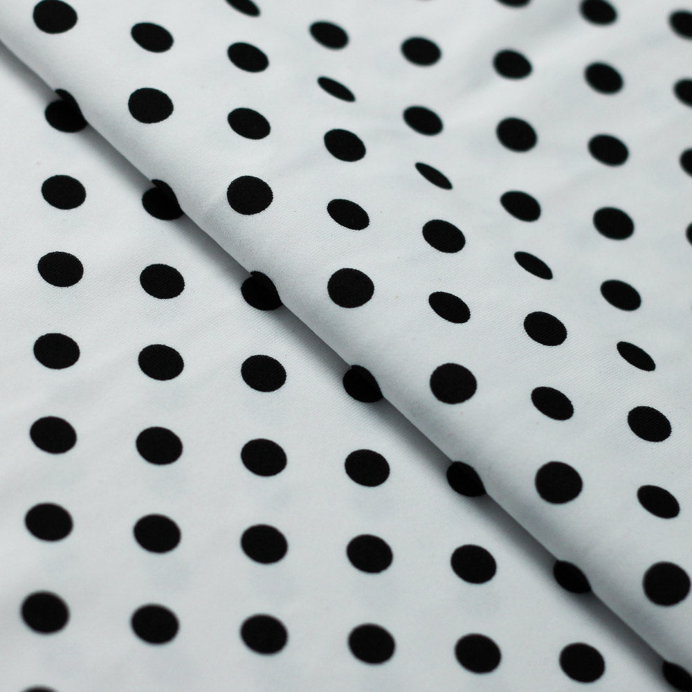 Polka Dots Nylon Spandex Fabric - Multiple Colors Small White Dots, 58/60" Width (1 Yard)